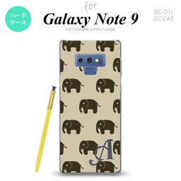 Galaxy Note 9 ギャラクシー ノート9 SC-01L SCV40 スマホケース カバー ハードケース ゾウ柄 ベージュ イニシャル 対応 nk-note9-772i[スマホ,スマホケース,スマホカバー,ケース,カバー,ジャケット]