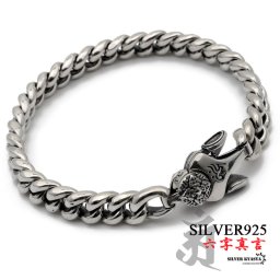 六字真言 ブレスレット メンズ シルバー925 喜平 チェーンブレスレット silver 銀 ユニーク 密教法具 金剛杵 梵字 刻印 マイアミキューバンリンク 金属アレルギー対応 男性