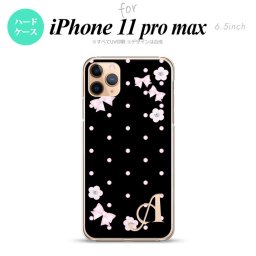 iPhone11ProMax iPhone11pro max スマホケース ハードケース 花柄 ドット リボン 黒 +アルファベット メンズ レディース nk-i11pm-352i