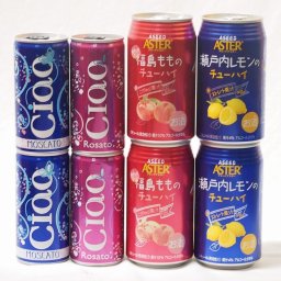こだわりの缶ワインと缶チューハイ8本セット(イタリアチャオ モスカート 甘口微発泡白ワイン イタリアチャオ ロザート やや辛口微発泡ロゼワイン ストレート果汁瀬戸内レモンのチューハイ ストレート混濁果汁福島もものチューハイ) 300ml×4本 350ml×4本