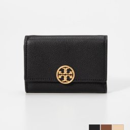 トリーバーチ TORY BURCH 140912 三つ折り財布 レディース 財布 ミニ財布 レザー ロゴ 小銭入れ コンパクトウォレット Miller Medium Flap Wallet プレゼント ギフト 贈り物 シンプル 誕生日 記念 お祝い ブラック ライトアンバー バニラソフトクリーム