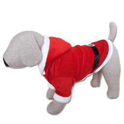 犬服 サンタ服 ( 小型犬用 ) クリスマス サンタクロース 防寒着 パーカー チワワ トイプードル ミニチュアダックス