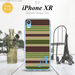 iPhoneXR iPhone XR スマホケース ソフトケース ボーダー 緑 +アルファベット メンズ レディース nk-ipxr-tp701i