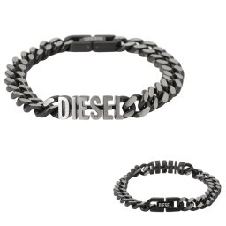 ディーゼル DIESEL DX1386040 ロゴ チェーン ブレスレット ステンレススチール ブラック シルバー アクセサリー BLACK TONE STAINLESS STEEL CHAIN BRACELET