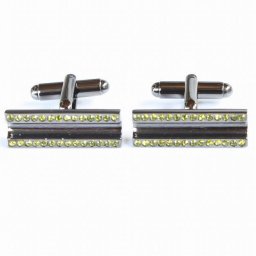 THOMPSON  トンプソン オリーブクリスタル付ガンメタカフスボタン・カフリンクス メンズ  th0186 結婚式 旦那 プレゼント ギフト 彼氏 父の日 誕生日プレゼント
