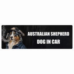 名入れ可 Australian Shepherd オーストラリアンシェパード カーステッカー シール 犬 作業服 ちょい悪 20x6.7cm 長方形 防水 屋外 屋内 ドッグオンボード デカール