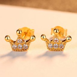 ピアス 両耳用 キュービックジルコニア シルバー925 イエローゴールド シルバー スタッド メレ おしゃれ 可愛い かわいい モチーフ クラウン 王冠 ce0254
