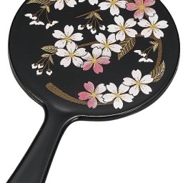【送料無料】 山中漆器 さくら野　姫手鏡　黒（手鏡 高級 工芸品 お歳暮 外国人 お土産 日本製 ギフト 海外発送可 プレゼント お土産 御礼 お祝 記念 誕生日  お中元）なごみや本舗