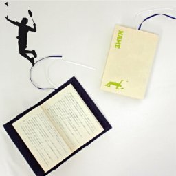 「バドミントン」名入れキャンバスブックカバー/文庫本用 A6判 部活 スポーツシルエット お名前 卒部記念 卒団記念品 卒部 卒団 卒業 記念品 ノベルティグッズ 新学期   スポ根魂 グッズ ソフトカバー