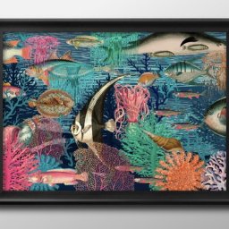 グラフィックアート 海中 魚 A3 サイズ ポスター アート おしゃれ 絵画 インテリア 北欧 イラスト マット紙 艶消し アートパネル 額 フレーム デザイン 壁掛け ギフト 新築祝い ディスプレイ 引越し祝い　新生活　空間デザイン 