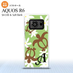 SH-51B AQUOS R6 AQUOS R6 スマホケース ソフトケース ホヌ ティアレ 緑 +アルファベット メンズ レディース nk-r6-tp1083i