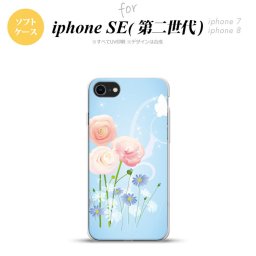 iPhoneSE 2 第二世代 iPhone8&iPhone7 共用 スマホケース 背面カバー ソフトケース 花柄 ミックス C 青 おしゃれ かわいい かっこいい メンズ レディース nk-ise2-tp281
