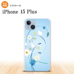 iPhone15 plus iPhone15 plus スマホケース 背面ケースソフトケース 花柄 ミックス A 青 2023年 9月発売 nk-i15pl-tp272