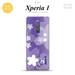 SO-03L SOV40 901SO Xperia 1 スマホケース ソフト カバー 花柄 サクラ C 紫 +アルファベット nk-xp1-tp064i