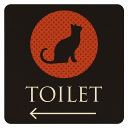 9x9cm トイレ 御手洗 TOILET トイレマーク ねこ 猫 ネコ ミッドナイト風 男女マーク 左 矢印 ピクトサイン 木製ドアサイン ドアプレート インテリア 施設 案内
