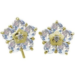 ロイヤルブルームーンストーン ピアス 花 フラワー ピアス キャッチ不要 フックピアス 10金