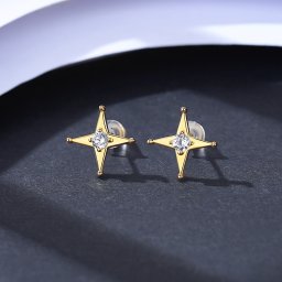 ピアス 両耳用 キュービックジルコニア ホワイト シルバー925 イエローゴールド スタッド おしゃれ 可愛い かわいい 十字 ce20101016