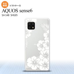 SH-54B SHG05 AQUOS sense6 スマホケース ソフトケース ハイビスカス F クリア 白 メンズ レディース nk-sens6-tp1058