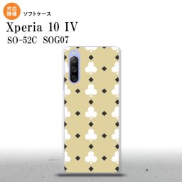 SO-52C SOG07 Xperia 10IV スマホケース 背面ケースソフトケース トランプ クラブ ベージュ 白 2022年 7月発売 nk-xp104-tp535