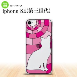 iPhoneSE 3 iPhoneSE 3 背面ケース カバー ステンドグラス風 おしゃれ 猫 ピンク ステンドグラス風 かわいい おしゃれ 背面ケース nk-ise3-sg36