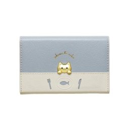 名刺入れ レディース かわいい 猫 ねこ sakana to neko カードケース ビジネス おしゃれ ブルー 青 PUレザー 30枚収納 ギフト プレゼント MES-DISH01