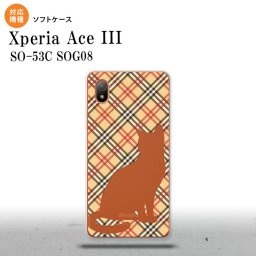 SO-53C SOG08 ワイモバイル Xperia Ace III スマホケース 背面ケースソフトケース 猫 チェック A 赤 茶 2022年 6月発売 nk-so53c-tp953