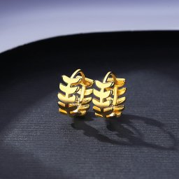 ピアス 両耳用 キュービックジルコニア シルバー925 イエローゴールド フープ おしゃれ 可愛い かわいい モチーフ 葉 リーフ ce20112303