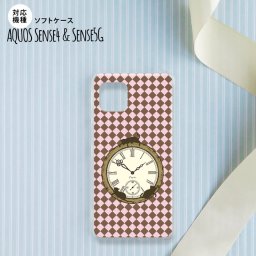 sense4 sense5 Aquos sense4/5 スマホケース ソフトケース 時計 チェック ピンク メンズ レディース nk-sens4-tp1221