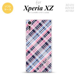 【SO01J】【スマホケース/スマホカバー】【エクスペリア XZ 】SO01J スマホケース XPERIA XZ ケース エクスペリア XZ  イニシャル チェックA ピンク青 nk-so01j-tp439ini【メール便送料無料】