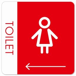 トイレ 御手洗 TOILET トイレマーク I1女 左 矢印 ピクトサイン マグネットステッカー マグネット 強力 正方形 13x13cm サイン インテリア 施設 案内