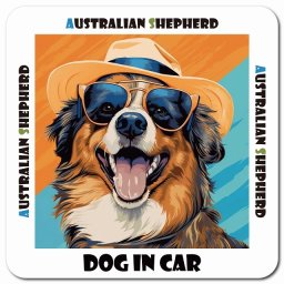 名入れ可 海 麦わら帽子 サングラス 夏 Australian Shepherd オーストラリアンシェパード カーサイン 車 マグネットステッカー 犬 マグネット 強力 13x13cm 正方形ドラレコステッカー 安全対策 危険運転 煽り運転 アニマル 動物 犬種別 屋外 防水 屋内