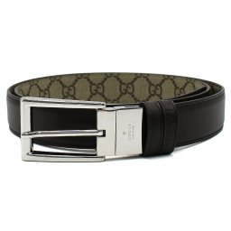 グッチ GUCCI ベルト リバーシブル 回転バックル スクエアバックル GGスプリーム キャンバス 771105 BTTAN 2158 メンズ ダークブラウン+ベージュ