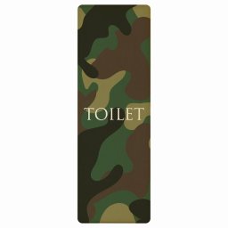 トイレ プレート 木製 TOILET 文字タイプ 迷彩 カラー 長方形 縦書き 9x27cm ドア サインステッカー ピクトサイン トイレマーク表示 案内 注意 施設 御手洗 TOILET おしゃれ シンプル 安全対策