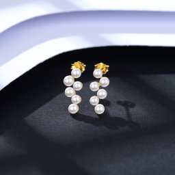 ピアス 両耳用 レディース キュービックジルコニア ホワイト シルバー925 イエローゴールド ce21081308