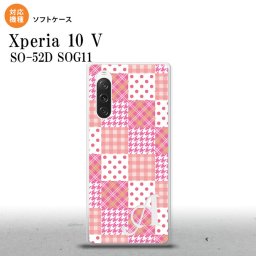 Xperia10V Xperia10V スマホケース 背面ケースソフトケース パッチワーク ピンク +アルファベット 2023年 7月発売 nk-xp105-tp1061i