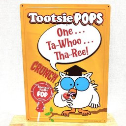 ブリキ看板 エンボスメタルサイン Tootsie POPS お菓子 プレート かわいい トッツィーポップス キャラクター 壁飾り 可愛い アメリカン 雑貨 インテリア おしゃれ カフェ バー 店舗