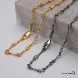 ツイストチェーンネックレス 細身 2色 ゴールド 18KGP シルバー 燻し加工 40cm 45cm 50cm 60cm ロープチェーンネックレス ネックレスチェーン メンズ 男性 お洒落 人気 トレンド 流行り