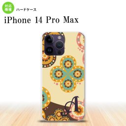iPhone14 ProMax iPhone14 Pro Max スマホケース 背面ケース ハードケース エスニック 花柄 ベージュ 茶 +アルファベット 2022年 9月発売 nk-i14pm-1583i