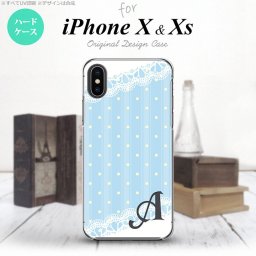 【iPhoneX】【スマホケース/スマホカバー】【アイフォンX】iPhoneX スマホケース ケース アイフォンX イニシャル ドット・レースB 水色 nk-ipx-1617ini【メール便送料無料】