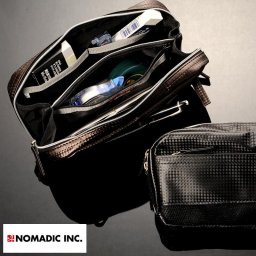 NOMADIC カーボン調 ペンケース メンズ 2ルームタイプ