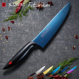 スミカマ 日本製 霞 KASUMI チタニウム 剣型包丁 牛刀 20cm 青い包丁 関の刃物 職人仕上げ 包丁 シェフナイフ キッチンナイフ チタンコーティング 刃物のまち 岐阜県関市 SUMIKAMA【送料無料】