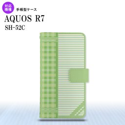 SH-52C AQUOS R7 手帳型スマホケース カバー チェック ボーダー 緑  nk-004s-r7-dr1603