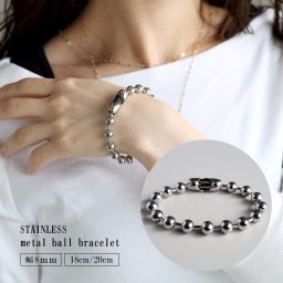 ラージボールブレスレット シルバー silver ステンレス ボールチェーンブレスレット 太幅 8mm チェーンブレスレット レディース 金属アレルギー対応 女性