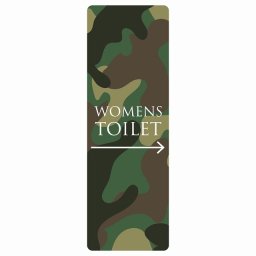 トイレ 案内 シール WOMENS 文字タイプ 迷彩 カラー 右 矢印 長方形 縦 方向案内 進路ドア 防水 屋内 屋外 サインステッカー ピクトサイン トイレマーク表示 案内 注意 施設 御手洗 TOILET おしゃれ シンプル 安全対策