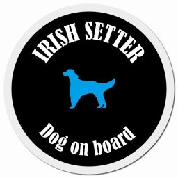 カラフル Dog on board アイリッシュセター ブラック&ホワイト カーサイン 車 マグネットステッカー 犬 マグネット 強力 直径13cm 丸型 おしゃれ かわいい ドラレコステッカー 安全対策 危険運転 煽り運転 アニマル 動物 犬種別 屋外 防水 屋内