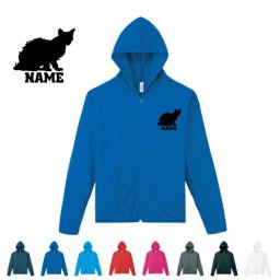 ラパーマ  名入れドライジップパーカー お名前入り オリジナル セミオーダーメイド ロングスリーブ チームTシャツ クラブＴシャツ サークル100 紫外線防止 吸水速乾 猫　ネコ　ねこ　キャット　ペット スポーツウェア フィットネスウェア ダイエット ジョギング 有酸素運動