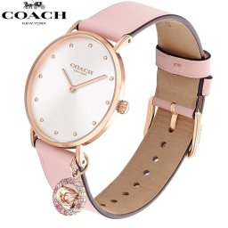 COACH コーチ 腕時計 PERRY ペリー 14503884 レディース レザー ピンク シルバー チャーム付 海外正規品 ラッピング無料可