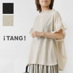【TANG タング】コットンリネン ガーゼ ブラウス (2315611)レディース 春 夏 半袖 綿 麻 上品 Tシャツ きれいめ 無地 黒 ナチュラル 服 新作 シンプル おしゃれ コーディネート ナチュランド 人気 20代  30代 40代 50代 60代