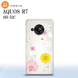 SH-52C AQUOS R7 スマホケース 背面ケースソフトケース 花柄 ミックス B 白 2022年 7月発売 nk-r7-tp274
