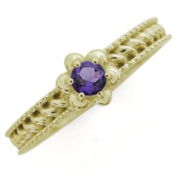 アメジスト リング 18k ゴールド 18金 フラワーリング ミル アメジストリング レディース 指輪 ジュエリー おしゃれ かわいい 花 ジュエリー ねじねじ 普段 使い 自分用